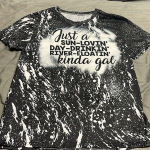 BNWOT (came in a bag, no tags) bleached black/white Sun loving tee size small